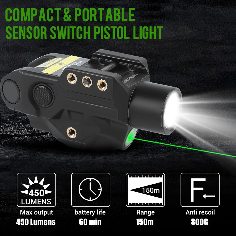 500 Lumens Pistol Light Blue/Green Laser Flashlight Airsoft