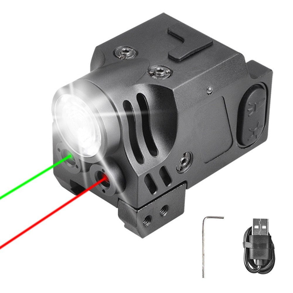 Tactical Green and Red Dual Laser Sight LED Flashlight 3 in 1 Combo 400 Lumen