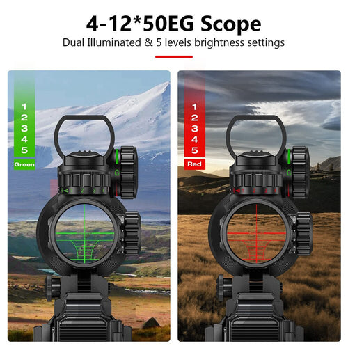 4-12x50EG Tactical 3 in 1 Scopes with Red Green Laser Sight Airsoft