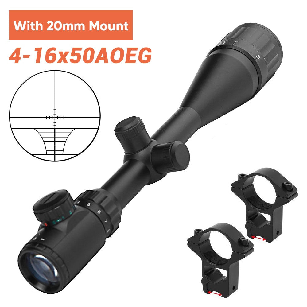 4-16x44 Tactical Rifle Scope Hunting Scope Red & Green Illuminated Optical Scope