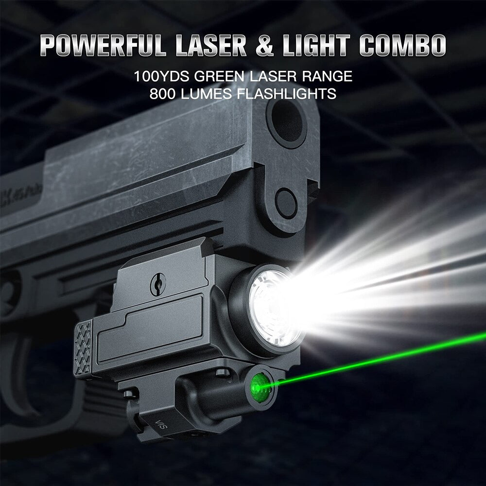 800 Lumens Pistol Light with Green Laser Tactical LED Airsoft