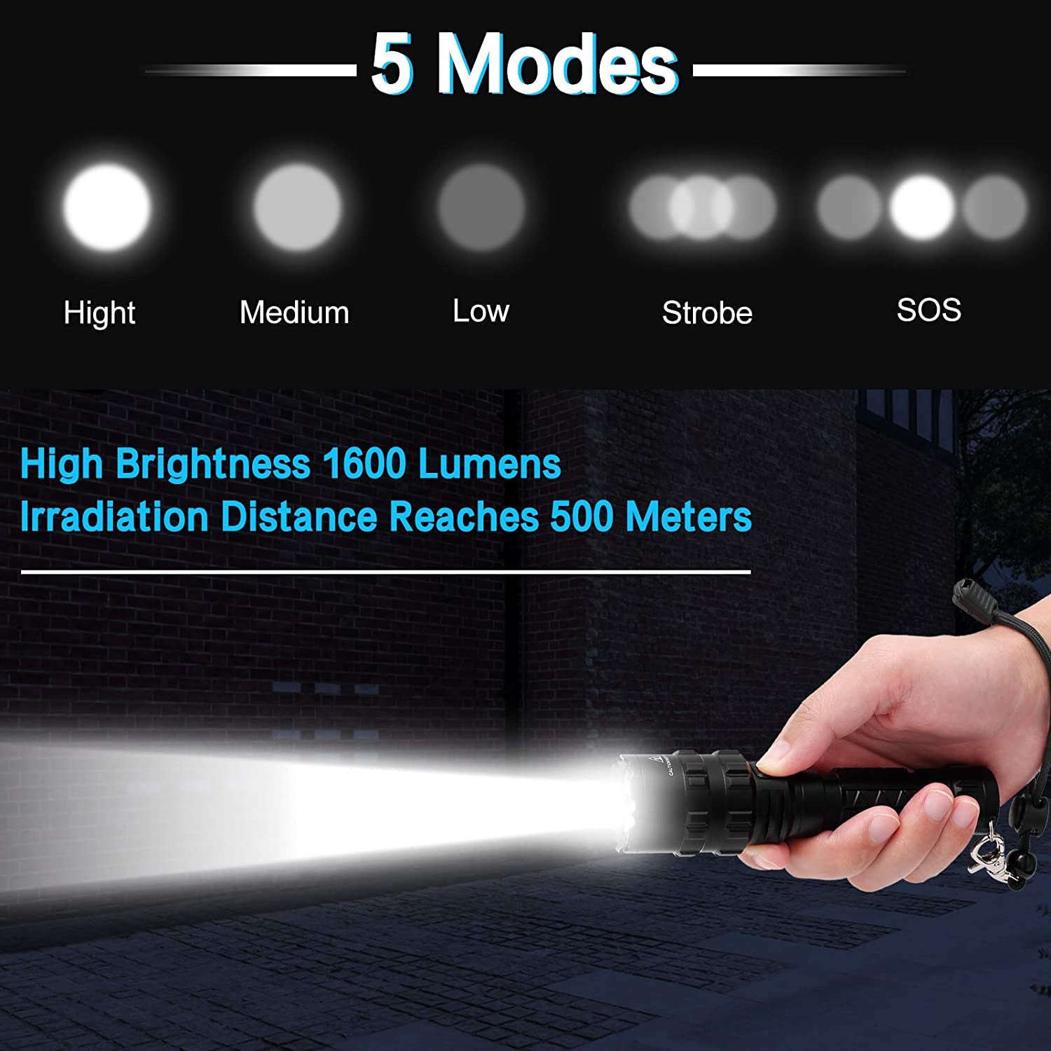 1600 Lumen Tactical Flashlight Outdoor Airsoft
