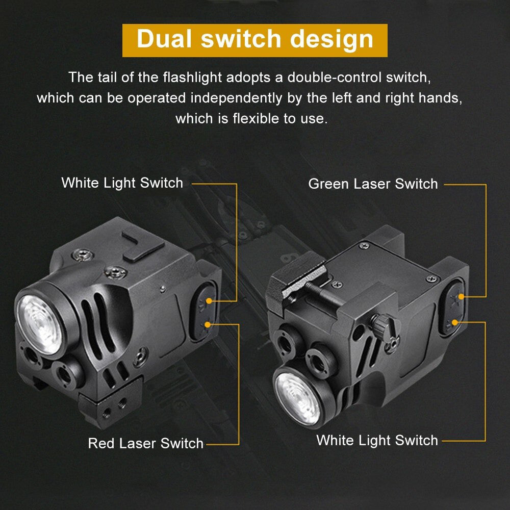 Tactical Green and Red Dual Laser Sight LED Flashlight 3 in 1 Combo 400 Lumen