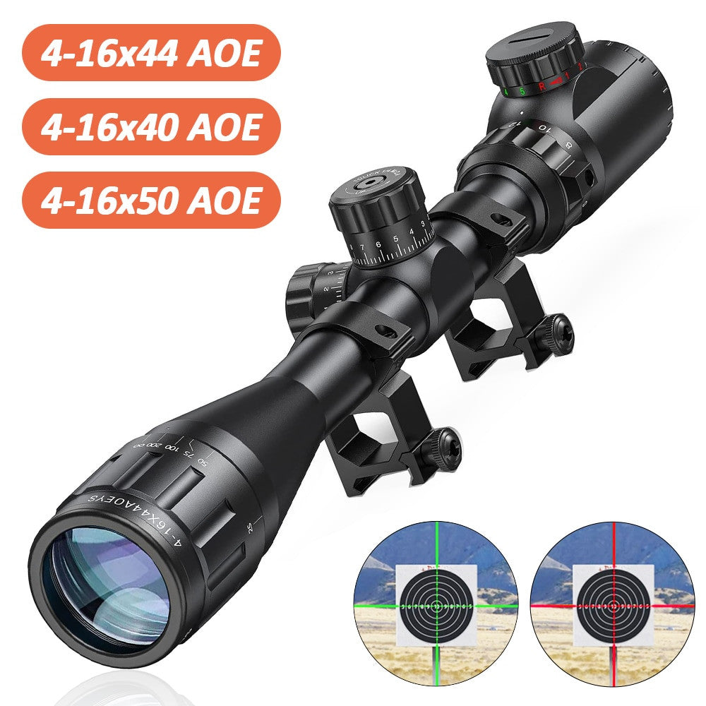 4-16x44 Tactical Rifle Scope Hunting Scope Red & Green Illuminated Optical Scope