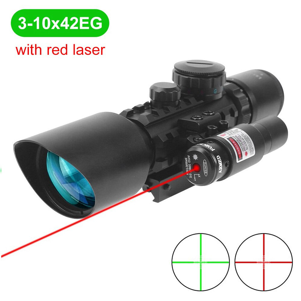2.5-10x40E Red & Green Illuminated Rifle Scope Mil-dot Gun Scope Green Laser