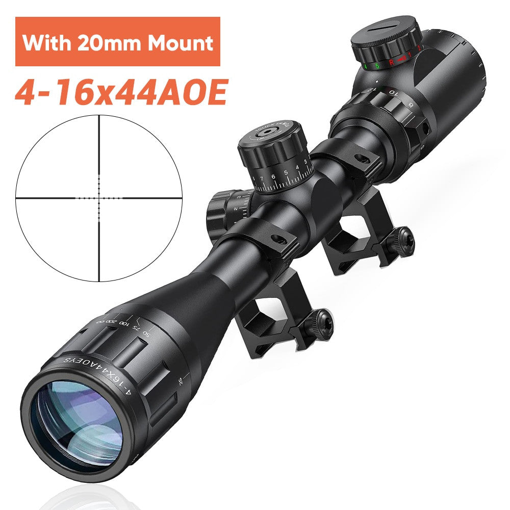 4-16x44 Tactical Rifle Scope Hunting Scope Red & Green Illuminated Optical Scope