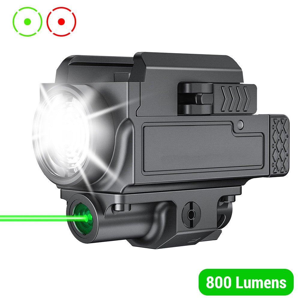 800 Lumens Pistol Light with Green Laser Tactical LED Airsoft
