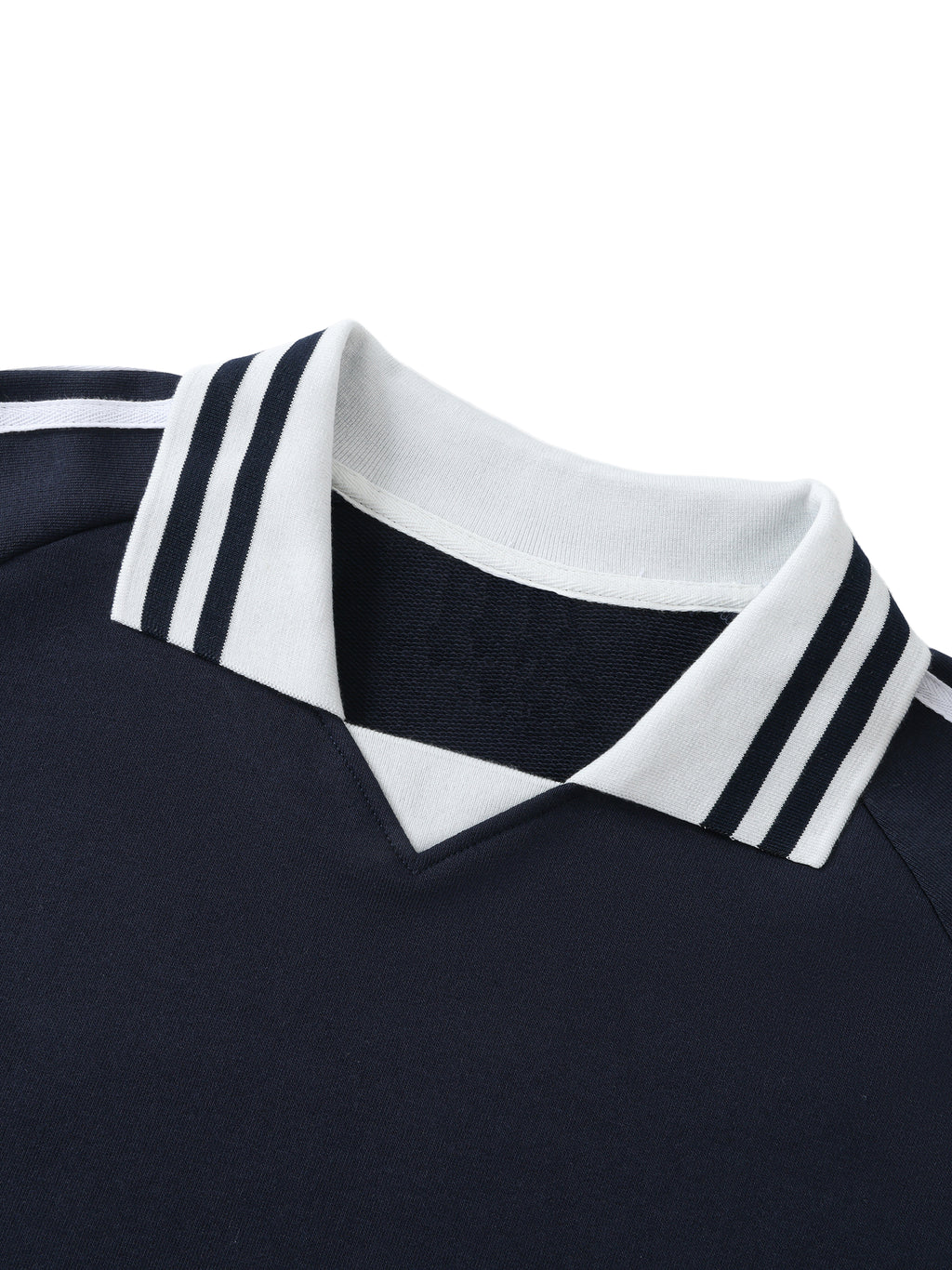 Skelly Contrast Striped Lapel Collar Sweatshirt