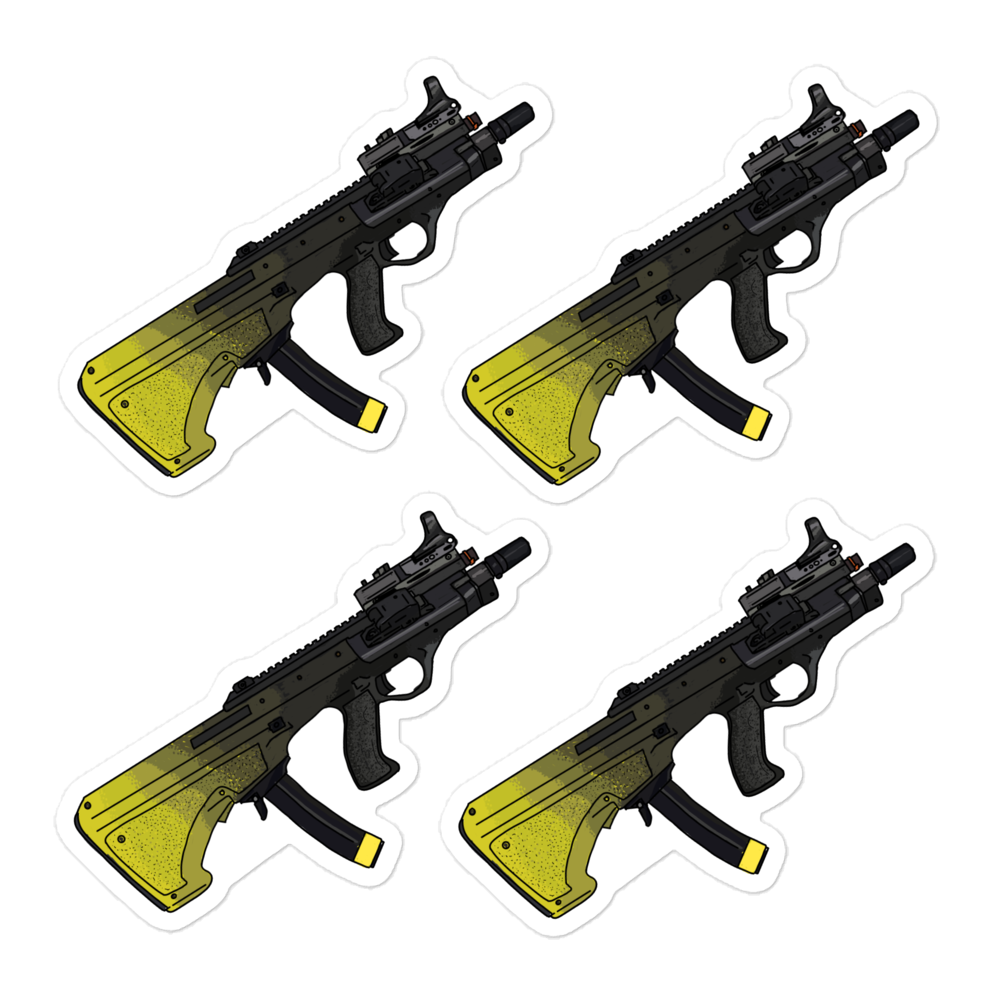 Armory Stickers: Steyr AUG Para "Safety Hazard" 4-Pack-0
