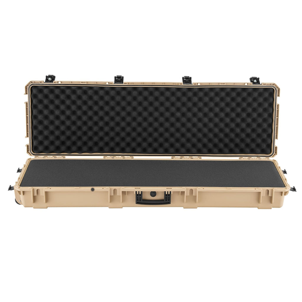 52" Hard Rifle Case, Lockable Rifle Case with Pre-cut Foams, Gun Storage with Wheels, Heavy Duty IP67 Waterproof & Dustproof Pistol Storage Cases for Rifles, Shotguns, Airsoft Guns