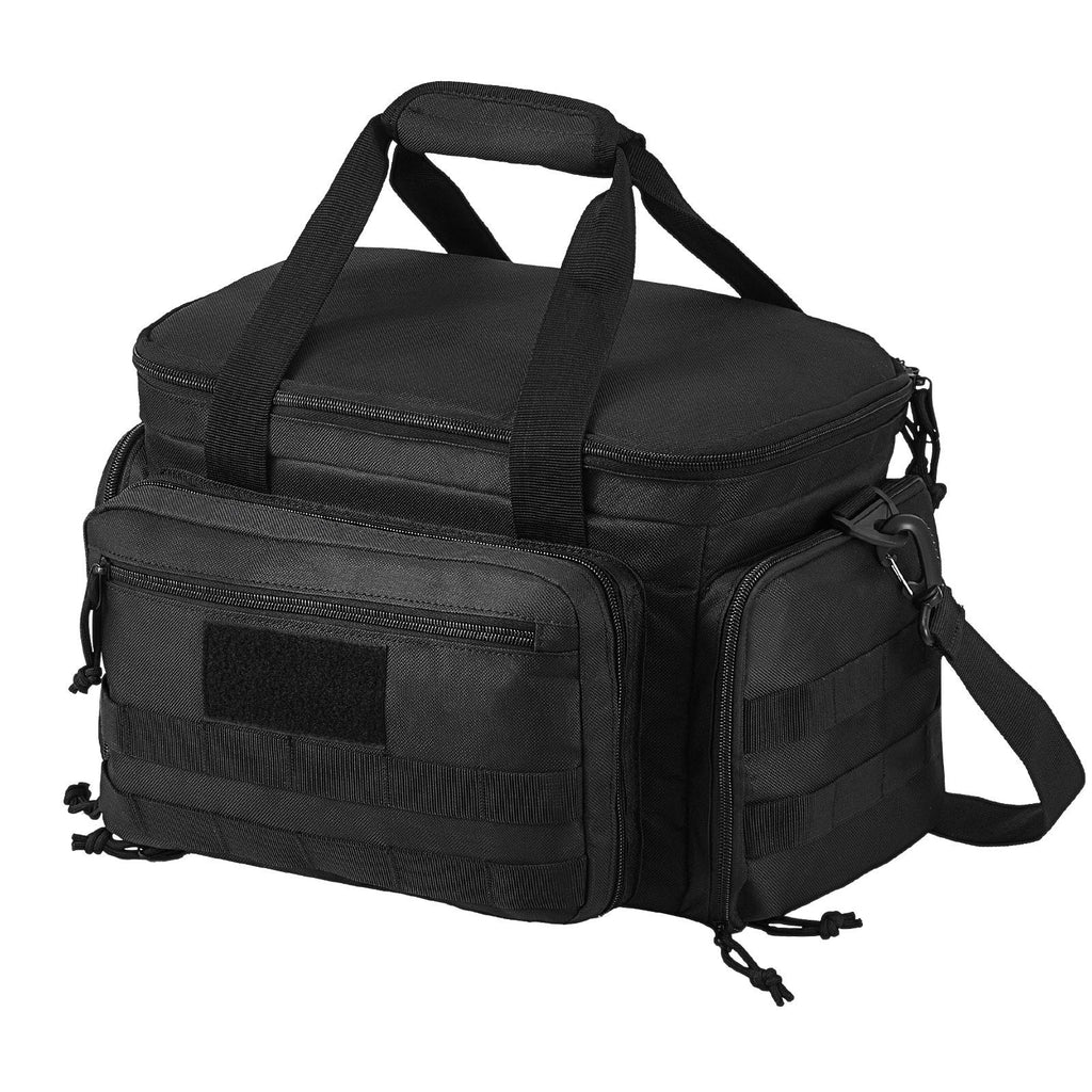 Range Bag for 4 Pistols, Tactical Gun Range Bag with 3 Detachable Baffles & 6 Magazines, Firearm Shooting Handgun Bag for Outdoor Hunting Shooting Pistol Bag with Single Shoulder Strip